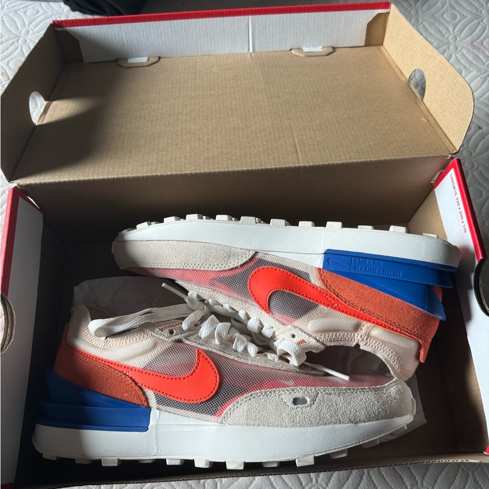 Nike Orange and Blue Sneakers Classic Low-Top Design